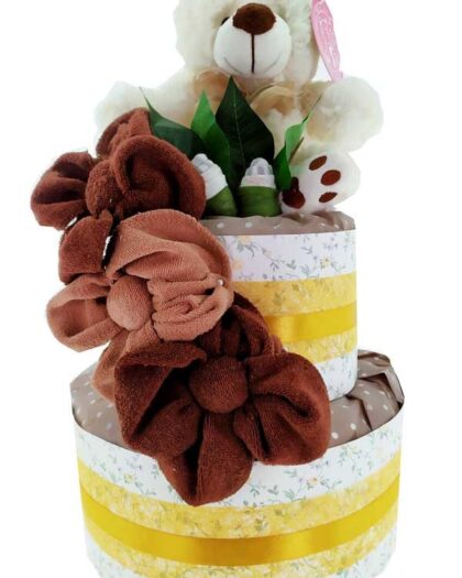 TARTA de pañales florecillas amarilla