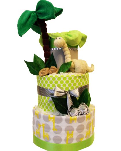 TARTA de pañales jungla dino