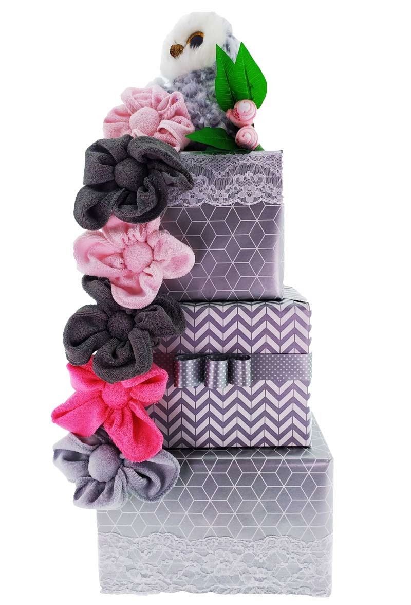 TARTA de pañales buho chic